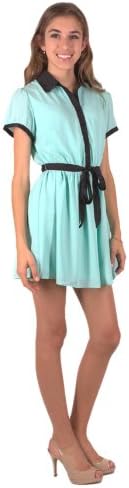 Urban Identity Women's Short Sleeve Button Up Dress with Peter Pan Collar(DRS-CAS,DGN-S)