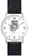 SCHNAUZER DOG (MS) - WATCHBUDDY&reg; DELUXE SILVER TONE WATCH - Black Strap - Large Size (Men's or Jumbo Women's Size)