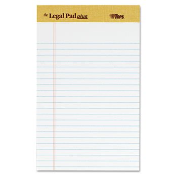 The Legal Pad Plus Perforated Pads, Jr Legal Rule, 5 x 8, White 50 Sheets, 12/PK