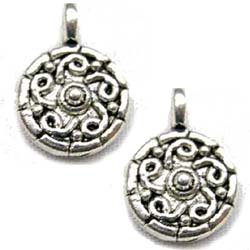 50 Silver Pewter Beads Charms Celtic Tibetan Suns 9mm NN159