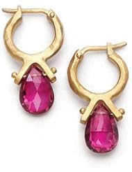 14k Hoop Teardrop Pink Tourmaline Briolette Earring (4.0 cts.tw.)