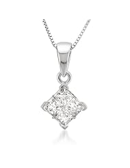 14K White Gold Princess-cut Diamond Invisible-Set Pendant Necklace (5/8 cttw, H-I, I1-I2)
