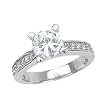 Sterling Silver Rhodium Engagement Ring with Clear CZ - Size: 6-9
