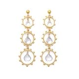 Triple Drop White Topaz Earrings, 2.25