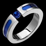 Bleu Dark Blue Titanium Band with Tension Set Sapphire. Choose your Color for Free!