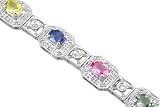 14KT White Gold 3.95cttw. Multi-Sapphire Diamond Bracelet