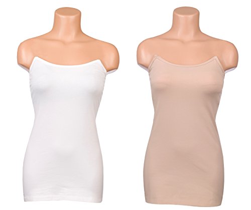 Undercover Mama Nursing Tank White & Tan 2 Pack - Perfect Maternity Undershirt