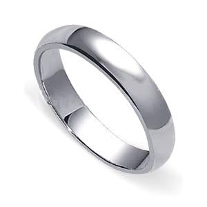 sterling silver high polish plain 4 mm wedding band ring
