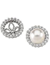 Pair 5/8 CT TW 14K White Gold Pearl Earring Jacket