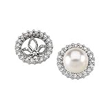 14K White Gold PAIR 5/8 CTTW Pearl Earring Jacket Diamond quality AA (I1 clarity, G-I color)