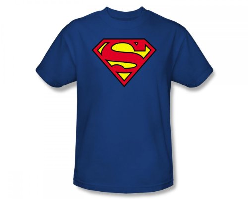 Superman - Classic Logo Adult T-Shirt In Royal Blue, Size: Large, Color: Royal Blue