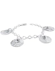 Sterling Silver 925 Diamond Cut Rolo Shape & Charm Bracelet