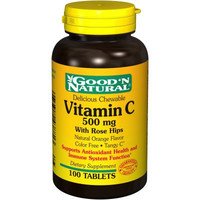 C 500mg Orange Flavor - with Rose Hips, 100 chewable,(Good'n Natural)