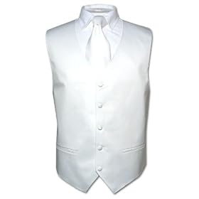Men's WHITE Dress Vest and NeckTie Set for Suit or Tuxedo