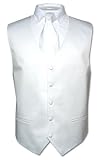 Men's WHITE Dress Vest and NeckTie Set for Suit or Tuxedo