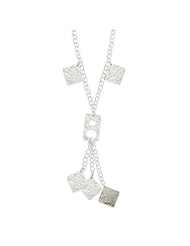 Genuine .925 Sterling Silver Polished & Textured Shapes Drop Necklace. 100% Satisfaction Guaranteed.