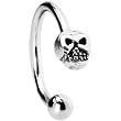 Silver 925 16 Gauge Skull Circular Barbell