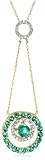 10k Yellow Gold Emerald and Diamond Circle Drop Pendant