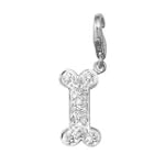 14K White Gold Diamond Dog Bone Charm