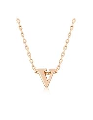 Rose Gold Initial V Pendant Necklace