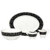 Elegant Scroll Black 5 Piece Serving Set