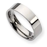 Titanium Polished Flat 6mm Wedding Band Ring - Size 15
