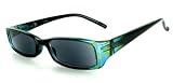 Sunrise Full Sun Readers Sunglasses (NOT A BIFOCAL) for youthful and active men and women who like to look great while reading in comfort in the sun. (Blue & Gold w/ Smoke Lens 2.00)