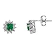14K White Gold Emerald and Diamond Earrings