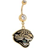 NFL Logo GOLD Double GEM Belly Ring - Jacksonville Jaguars