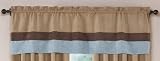 Jacaranda Collection Blue, Camel & Chocolate Micro Suede Curtains Striped Window Valance