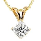 .50CT Princess Cut Diamond Solitaire Pendant 14K Karat Yellow Gold Carat Natural