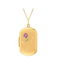 Gold over silver Rectangle Shaped "Love Forever" Locket w/ rose Necklace