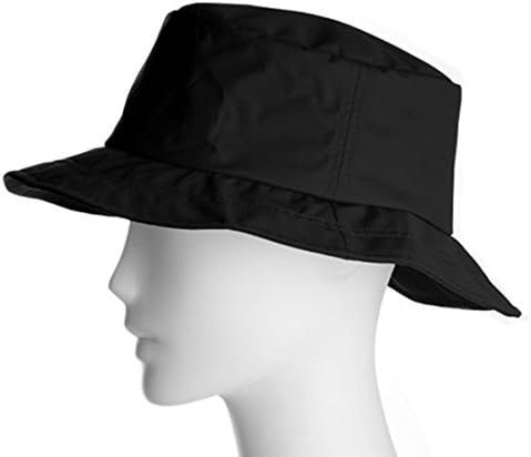 Happy Rainy Days Foldable Rain Hat, small, black