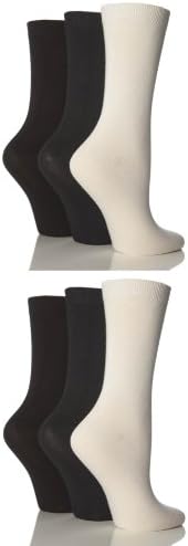 Outstanding Value Women's 6 Pair Sockshop Plain Bamboo Socks 6-10 Black / Navy / Winter White