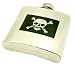 6 OZ STAINLESS STEEL LIQUOR FLASK W/ SKULL CROSSBONES