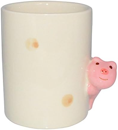 BUYNEED Lovely Lifelike Cartoon Hand-Painted Ceramic Cups Novelty Little Mugs For Coffee/Tea/Espresso/Milk/Water/Beer/Wine (Pink Pig)