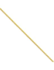 14k Yellow Gold 7in 1.9mm Round D/C Parisian Wheat Chain Bracelet. Metal Wt- 3g