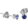 Sterling Silver 3mm Tanzanite (September) Cubic Zirconia Stud Earrings