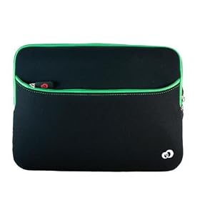 Sacoche en N�opr�ne pour ordinateur portable 33,78 cm, Apple Macbook 33 cm HP Pavilion 33,78 cm Acer Aspire 33,78 cm Acer Timeline Toshiba Satellite Sony Vaio Dell Latitude Dell Inspiron Samsung Notebook Sleeves (Disponible en diff�rentes couleurs) (Noir � liser� Vert)