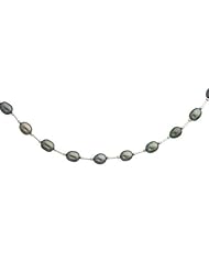Black Cultured 6-6.5mm Pearl and Silver Accented Necklace