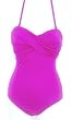 Marsol Missy 1PC Bandeau Swimsuit in Black, fuschia and Brown Sizes 5/6 - 13/14. Padded Sewn-in Cup and Removable Strap.