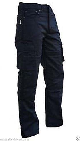 Australian Bikers Men's Motorcycle Kevlar Cargo Jeans Armoured Trousers 28 Long Black