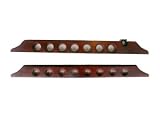 7 Cue 1 Bridge Pool Table Billiard Wall Rack, Mahogany Finish