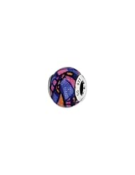 Silver, Multicolor w and Glitter Overlay Glass Charm for 3mm Bracelets
