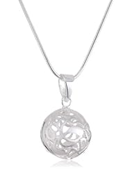 VINANI brand Germany 925 Sterling Silver Women Pendant Ball Filigree Pattern with Snake Chain Necklace AKF-S