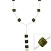 Sterling Silver Iridescent Genuine Freshwater Cultured Square Green Coin Pearl Leaf Link Necklace 16-19