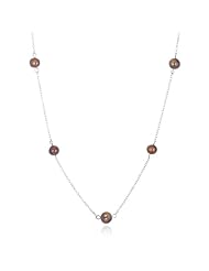 7MM ROUND BROWN FRESHWATER PEARL NECKLACE-18"