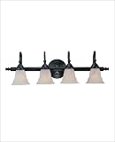 4 Light Bath Bar - Flat Black Finish : GL772 Glass Sold Separately