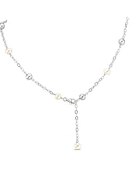 CleverEve Designer Series White & Silver Potato Pearl Necklace in Sterling Silver