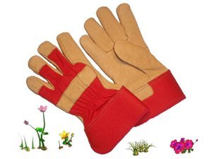 G & F 8201-3 Washable Pigskin Leather Garden Gloves, Thorn-Shield, Rubberized Safety Cuff, Women's M/L, 3-Pair
